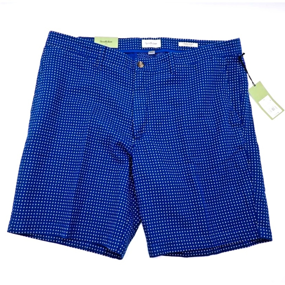 Good Fellow Linden Chino Shorts Mens 42 XL Zip Waterloo Blue Flat Front
